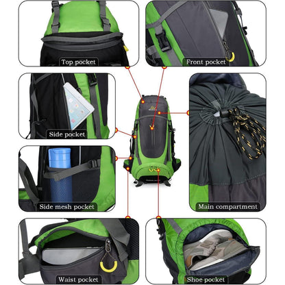 70L Trekkingrucksack Grün XL Damen Herren Wasserdicht