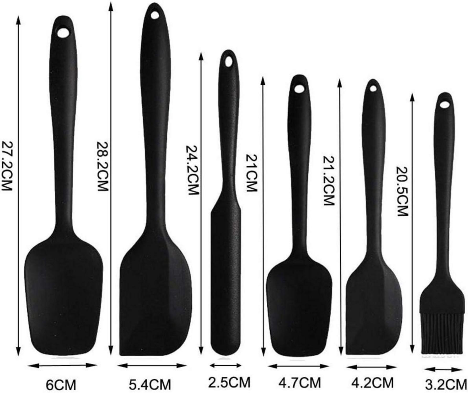 BINHAI Silikon Spatel Set Schwarz 6-teilig hitzebeständig für Kochen Backen Mischen