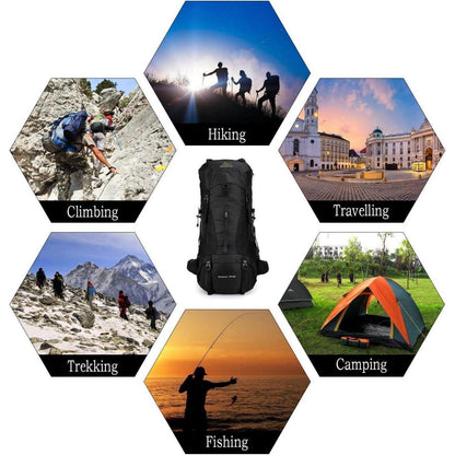 70L Campingrucksack Trekkingrucksack Wasserdicht Schwarz