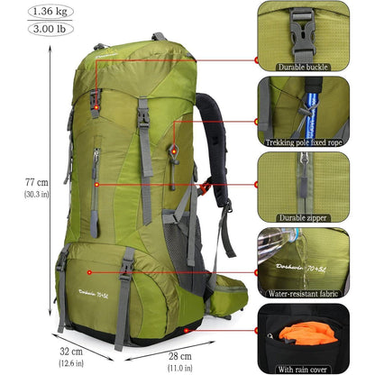 70L Campingrucksack Trekkingrucksack Wasserdicht