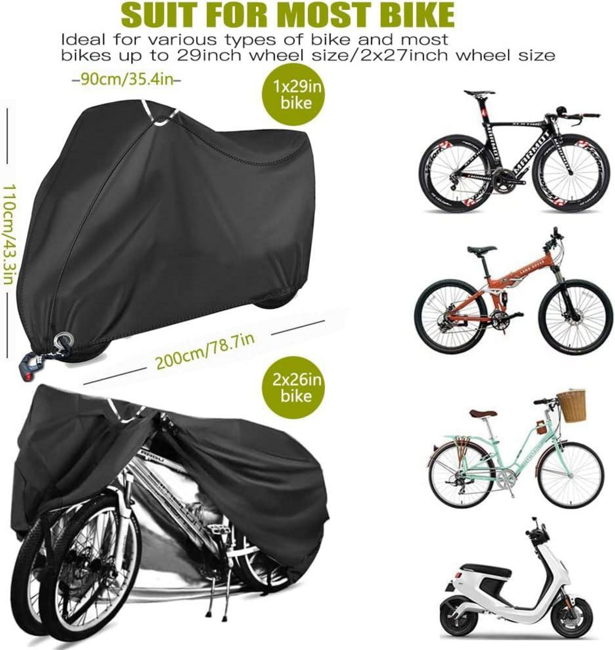 Fahrradabdeckung Wasserdicht Oxford-Gewebe 200x110x90CM mit