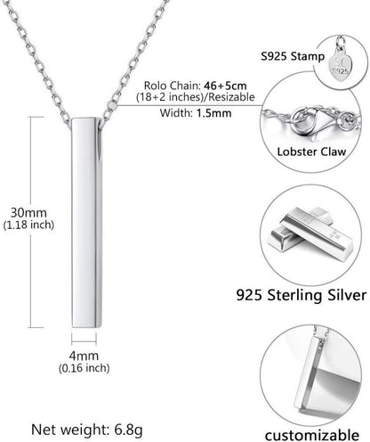 U7 personalisiert Quader Stab Collier Damen Mädchen Edelstahl 18k vergoldet Fancy Stein Halskette