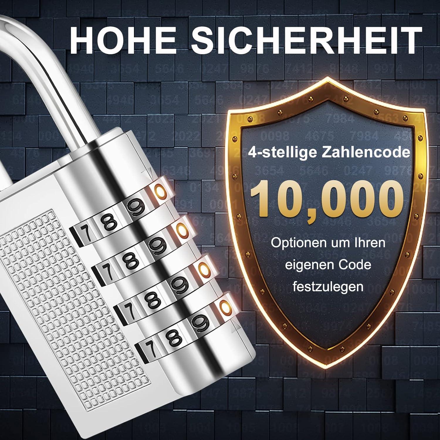 ZHEGE Zahlenschloss Vorhängeschloss 4-stellig für