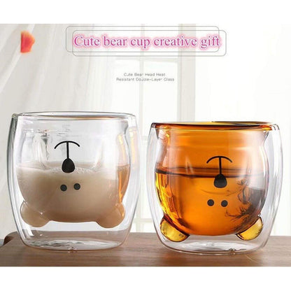 Süße Bär Glastasse Kaffeegläser Bärmotiv Isolierglas 250ml