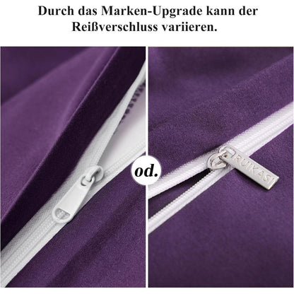 Bettwäsche 200x200 lila 3tlg. Set Mikrofaser Weich Bügelfrei