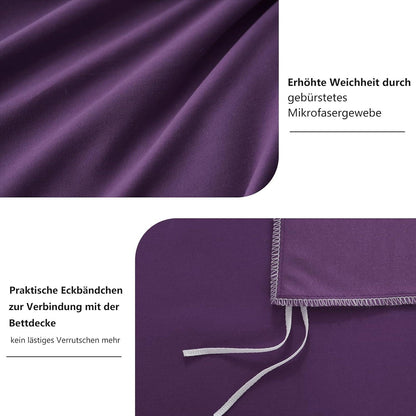 Bettwäsche 200x200 Lila Mikrofaser mit Reißverschluss und Kissenbezüge