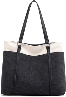 Damen Handtasche Schultertasche Canvas Shopper Groß Schwarz