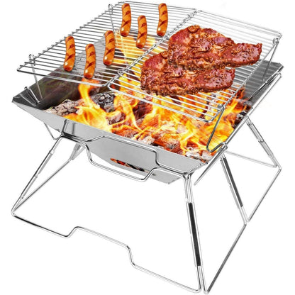 Odoland Tragbarer BBQ Campinggrill Feuerstelle 304 Edelstahl