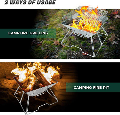 BBQ Feuerstelle Edelstahl Campinggrill Tragbar Faltbar Picknick