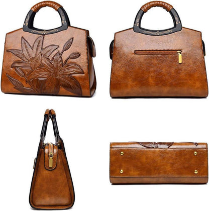 Coolives Damen Handtasche Blumenprägung Henkeltasche Umhängetasche EINWEG