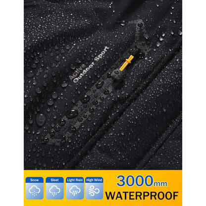 Herren Winterjacke Warm Gefüttert Wasserdicht Skijacke Schwarz M