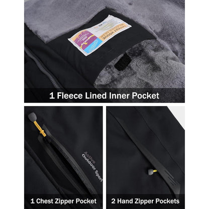 Herren Winterjacke Warm Gefüttert Wasserdicht Skijacke Schwarz M
