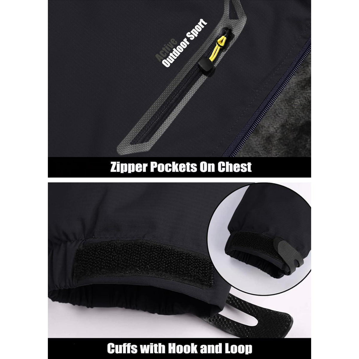 Herren Winterjacke Warm Gefüttert Wasserdicht Skijacke Schwarz M