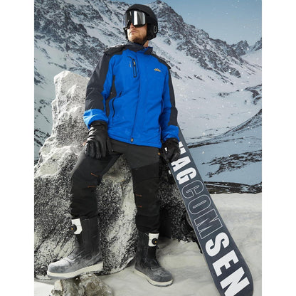 Herren Winterjacke Warm Gefüttert Wasserdicht Skijacke Blau L