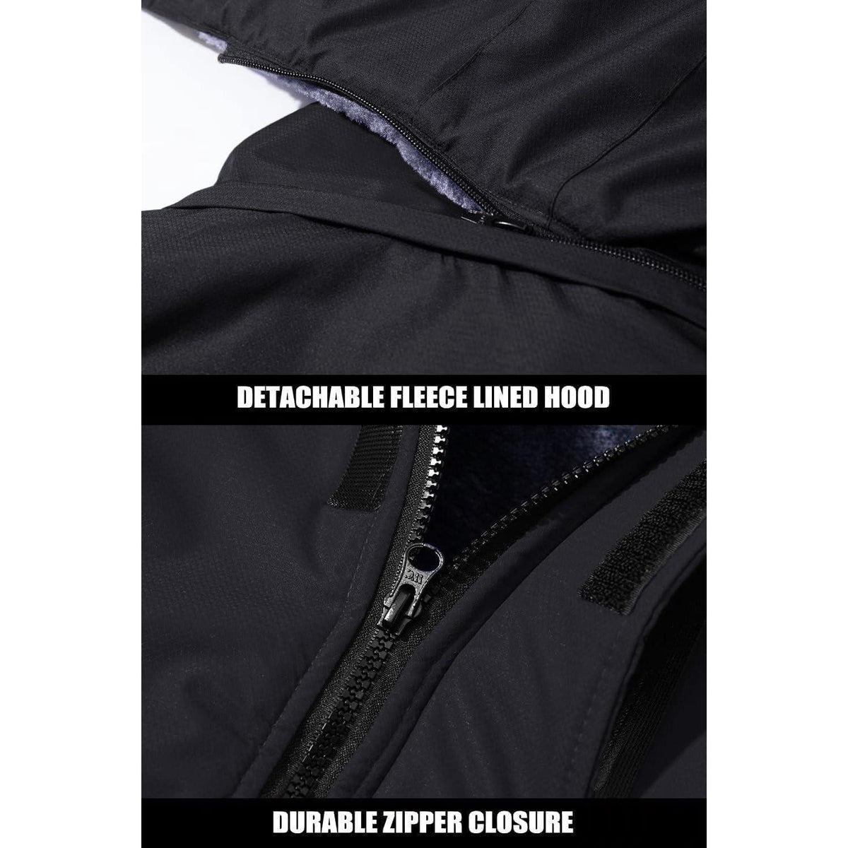 Herren Winterjacke Warm Gefüttert Wasserdicht Skijacke Schwarz S
