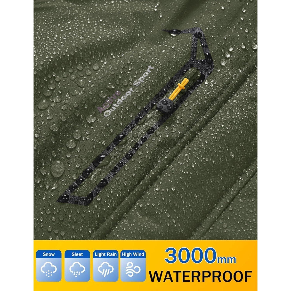 Herren Winterjacke Warm Gefüttert Wasserdicht Skijacke Grün