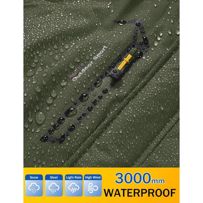 Herren Winterjacke Warm Gefüttert Wasserdicht Skijacke Grün