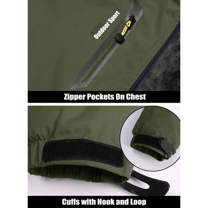 Herren Winterjacke Warm Gefüttert Wasserdicht Skijacke Grün