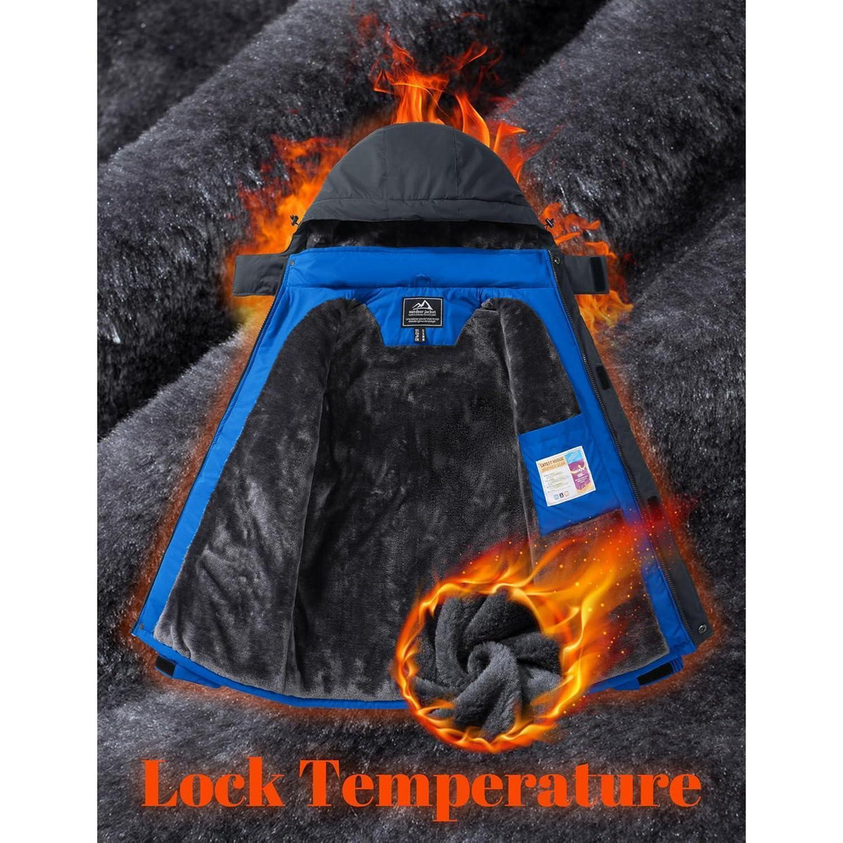Herren Winterjacke Warm Gefüttert Wasserdicht Skijacke Blau 3XL
