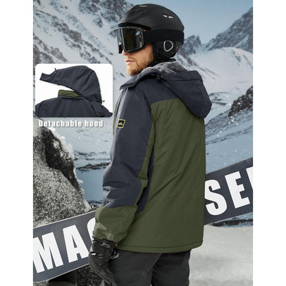 Winterjacke Herren Warm Gefüttert Wasserdicht Skijacke Armeegrün XL