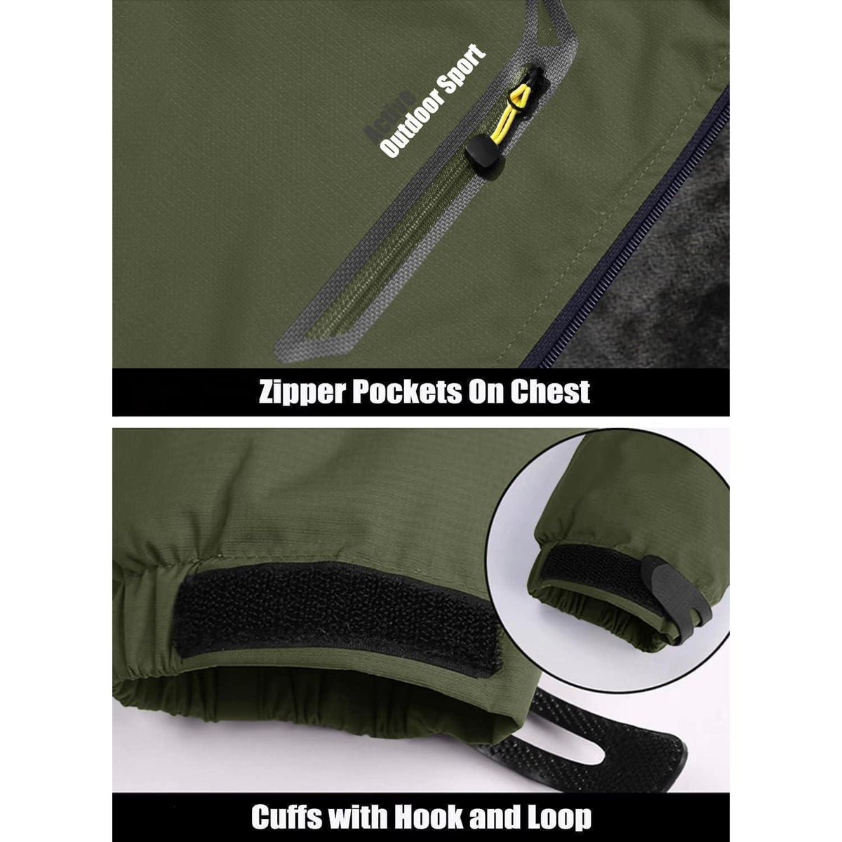 Winterjacke Herren Warm Gefüttert Wasserdicht Skijacke Armeegrün XL