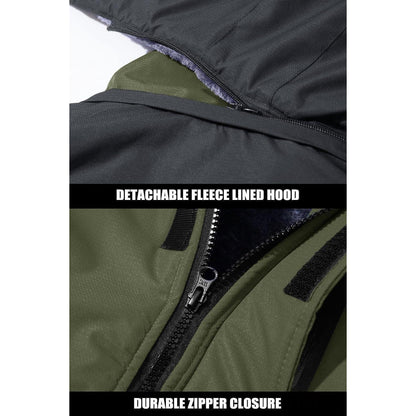 Winterjacke Herren Warm Gefüttert Wasserdicht Skijacke Armeegrün XL