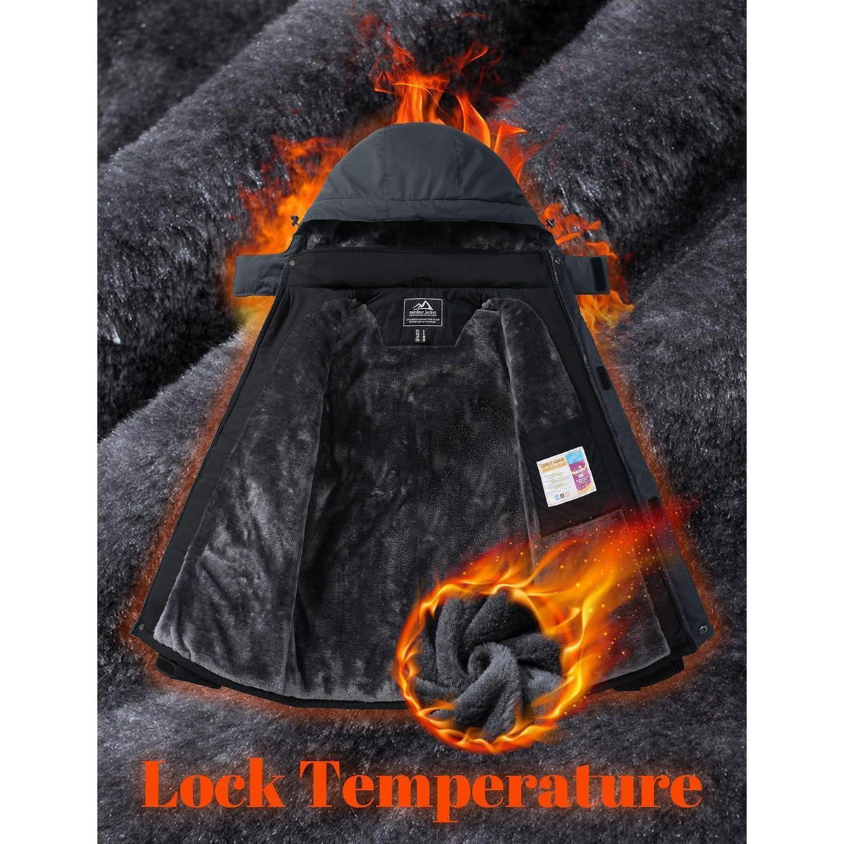 Herren Winterjacke Warm Gefüttert Wasserdicht Skijacke XXL