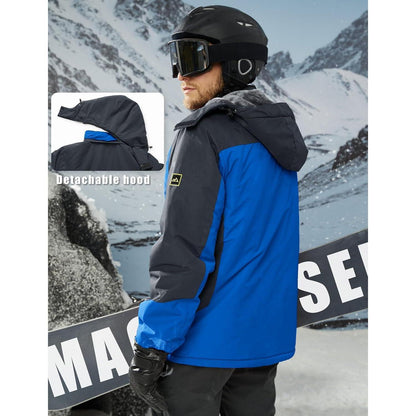 Herren Winterjacke Warm Gefüttert Wasserdicht Skijacke Blau M