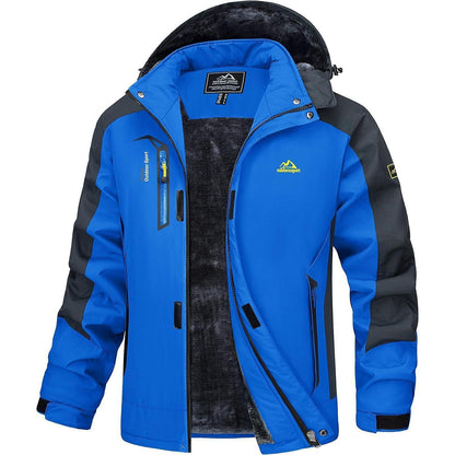 Warme Herren Winterjacke mit abnehmbarer Kapuze Blau XXL