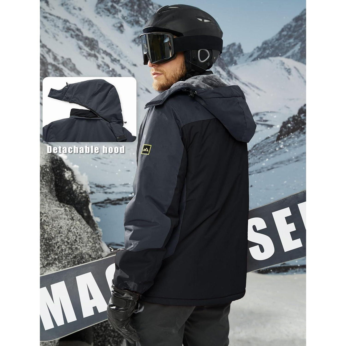 Winterjacke Herren Warm Gefüttert Wasserdicht Skijacke XL
