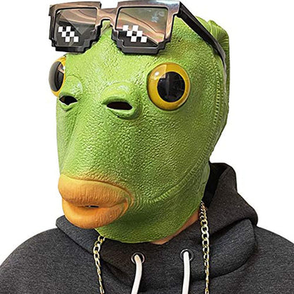 molezu Halloween Fisch Maske Latex Party Tier Animal Grün