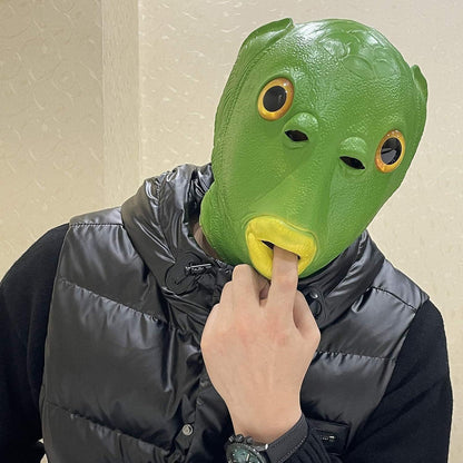 molezu Halloween Fisch Maske Latex Party Tier Animal Grün