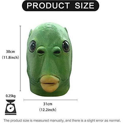 molezu Halloween Fisch Maske Latex Party Tier Animal Grün