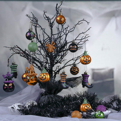 24-teiliges Halloween Kugel Ornament Set mit frechen Motiven