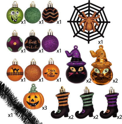 Valery Madelyn 24-teiliges Halloween Baumkugel Ornament Set - Freche Deko