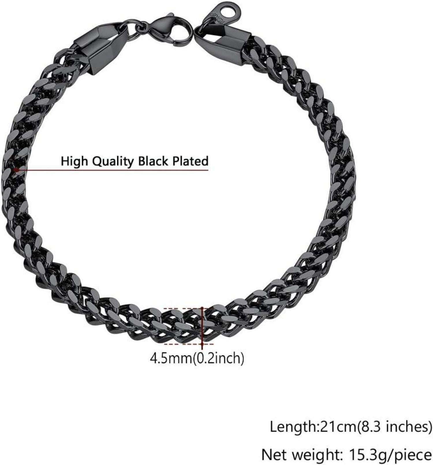U7 Franco Kette Armband Edelstahl Schwarz 21cm 4,5mm