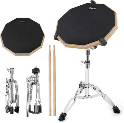 12-Zoll Übungs Drum Pad mit Snare Drum Stand und Sticks
