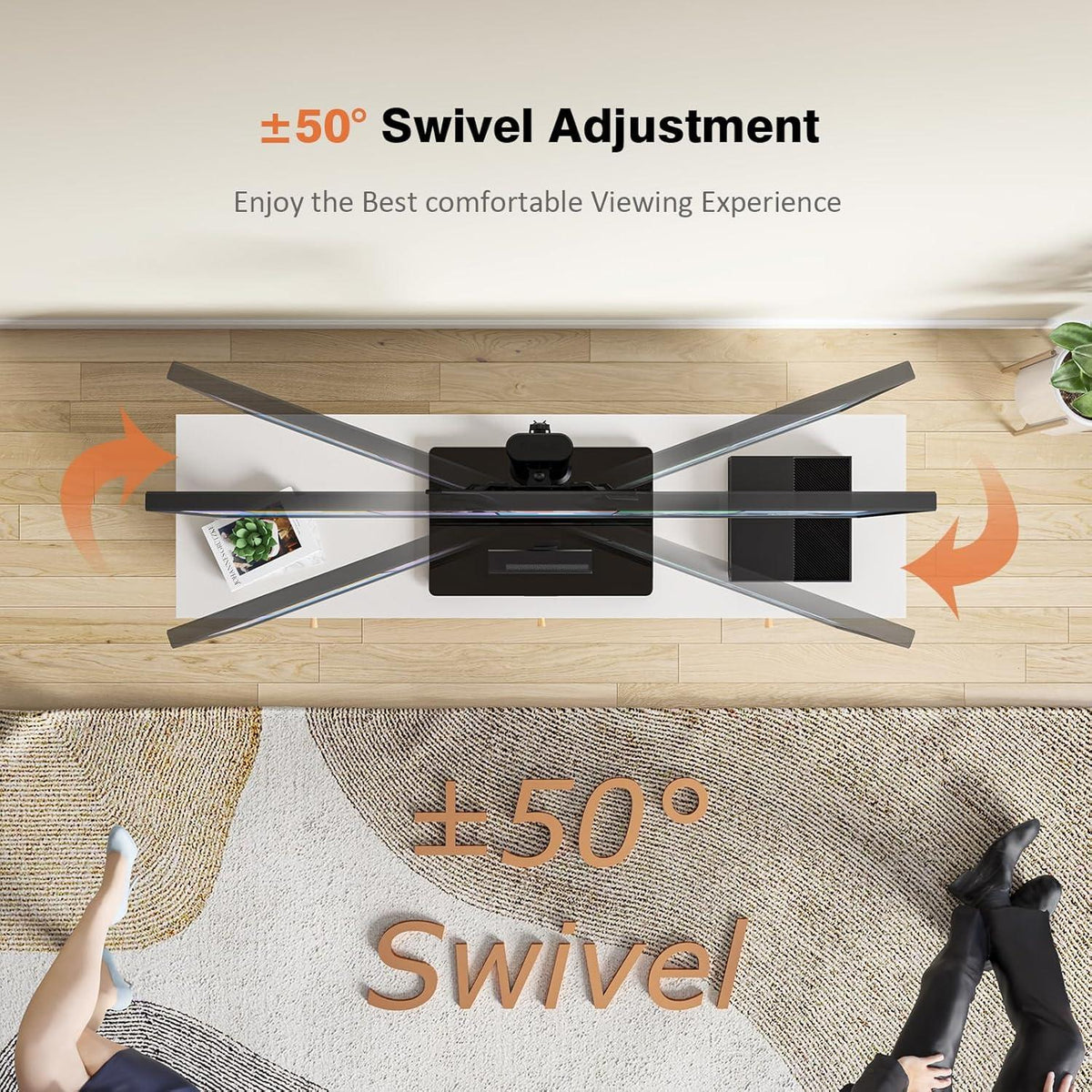 Universal TV Standfuß Höhenverstellbar VESA 200x200 Schwarz66