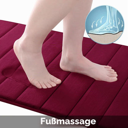 Memory Foam Badteppich 41 x 61 cm Weinrot – Rutschfest & Saugfähig