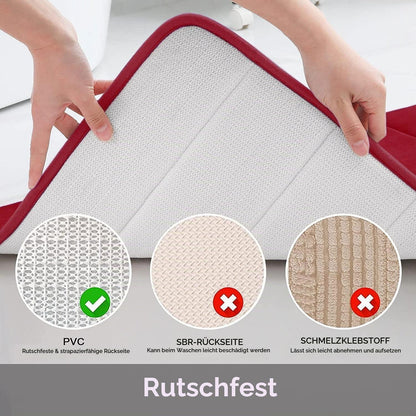 Memory Foam Badteppich 41 x 61 cm Weinrot – Rutschfest & Saugfähig