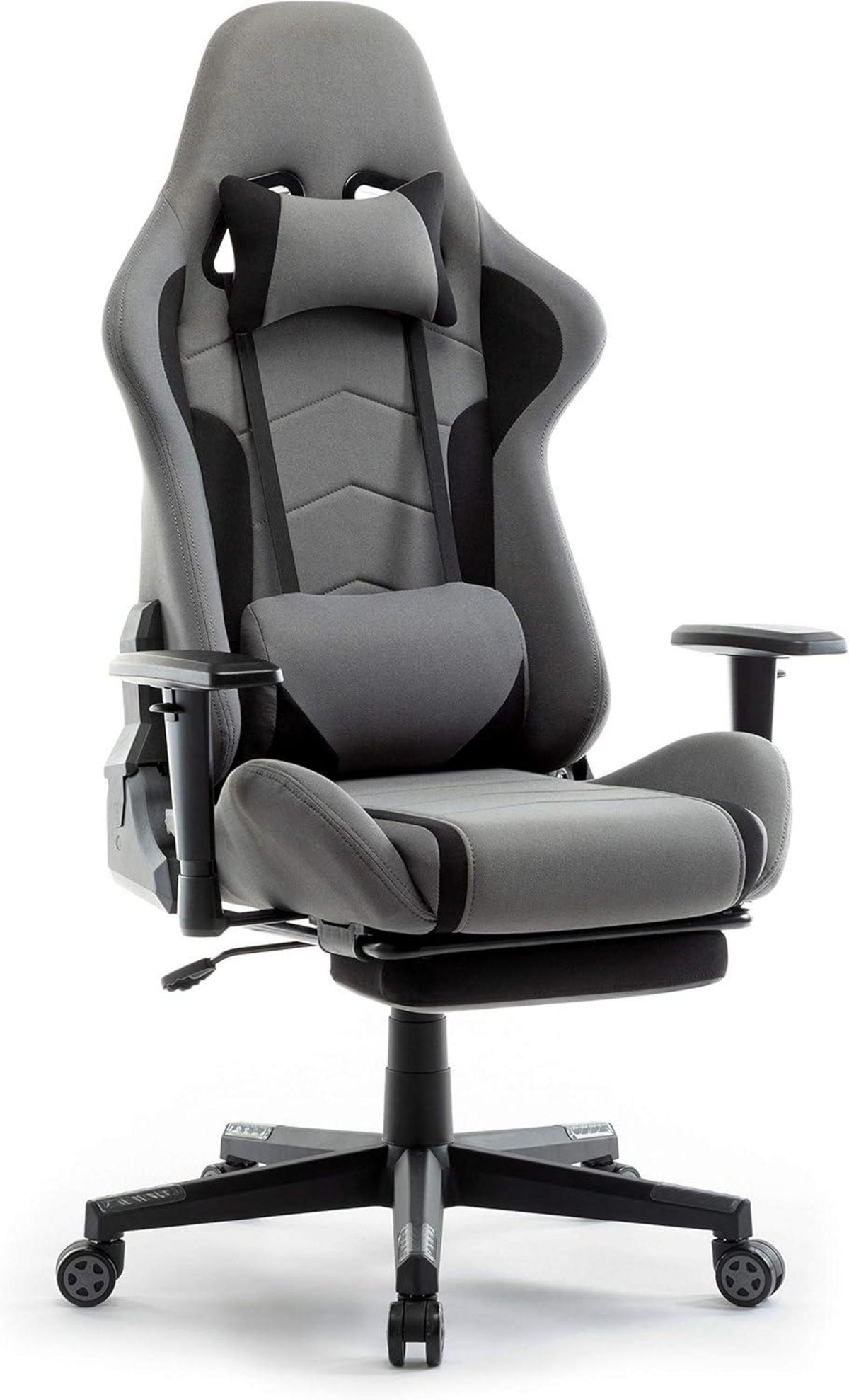 Ergonomischer Gaming Stuhl mit Fußstütze Grau