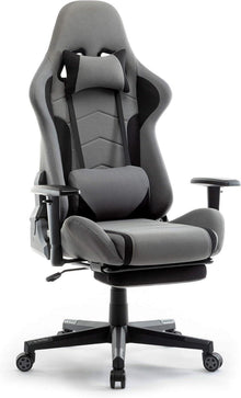 Ergonomischer Gaming Stuhl mit Fußstütze Grau
