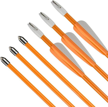 Huntingdoor 12 Fiberglaspfeile für Bogenschießen 28/26 Zoll Übungspfeile Anfänger Orange