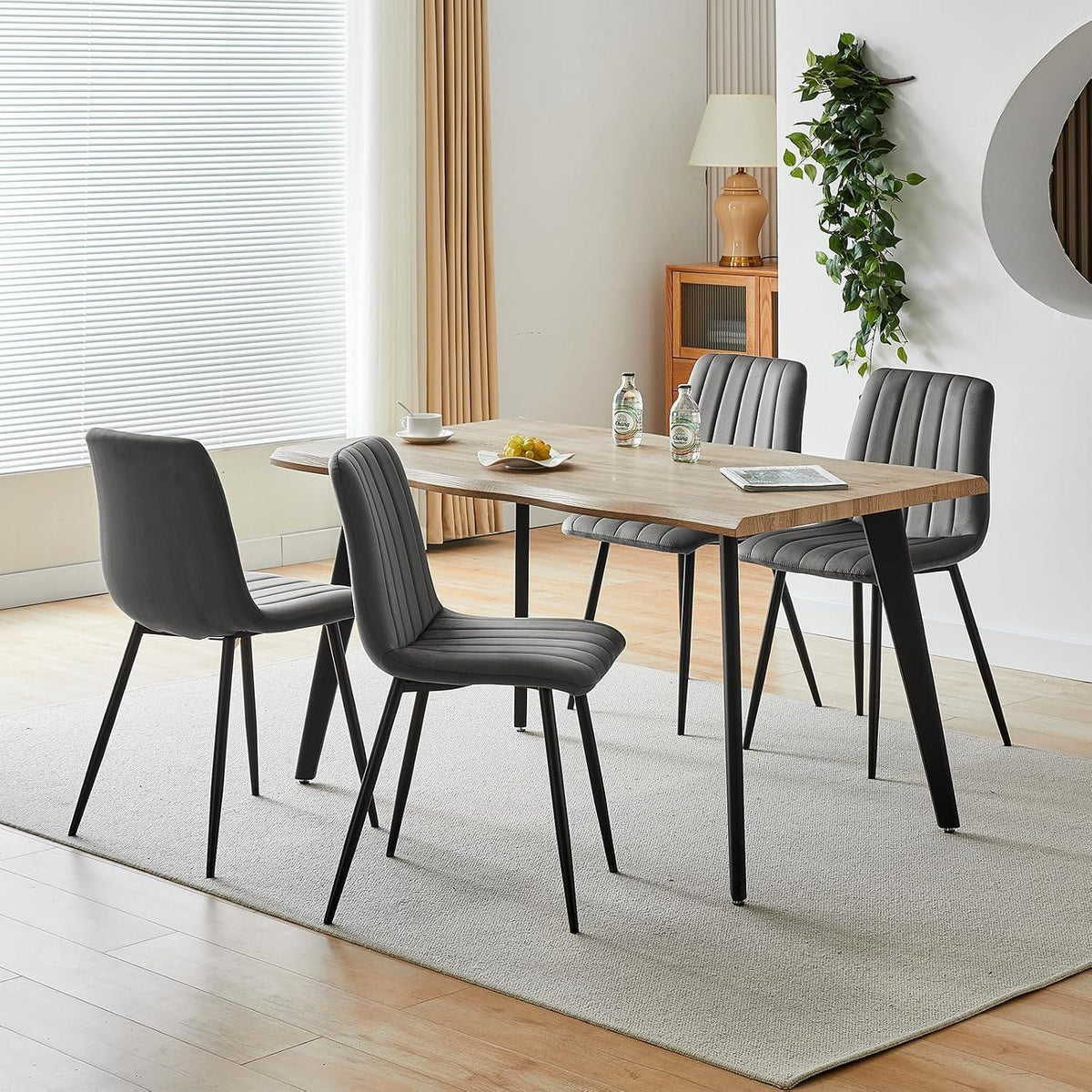 Samt Esszimmerstühle 2er Set Grau – Bequeme Polsterstühle