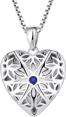 Foto Medaillon Kette Damen 925 Sterling Silber Herz Saphir