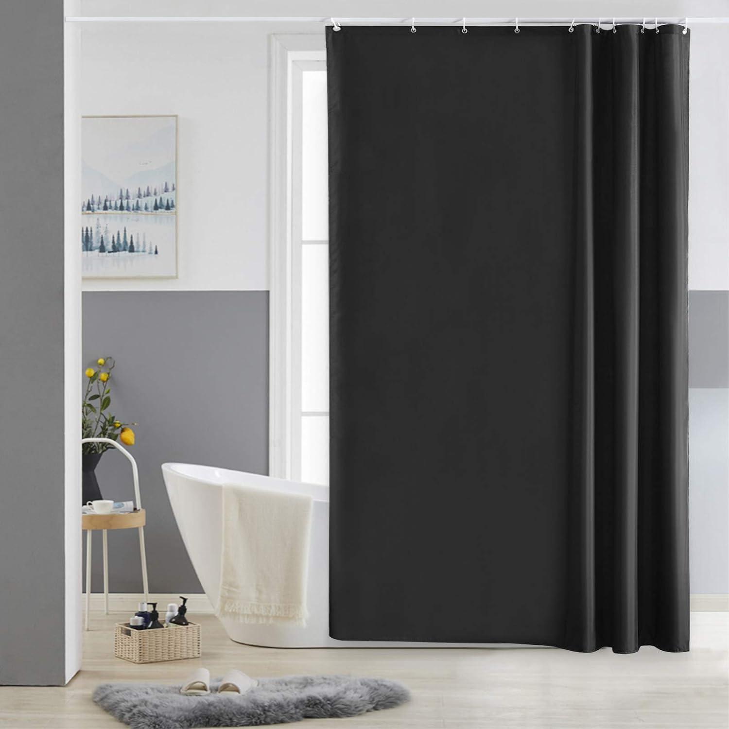 Schmaler Duschvorhang aus schimmelresistentem Polyester, Schwarz