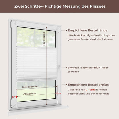 Plissee Klemmfix ohne Bohren Jalousien Fenster 110x120cm