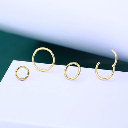 14K Gold Scharnier Clicker Ring für Lippe, Nase, Helix, Daith, Tragus, Septum
