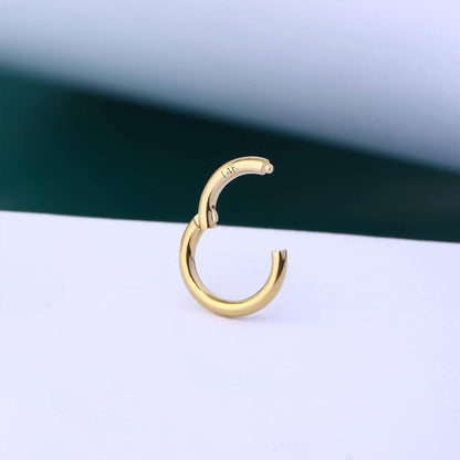 14K Gold Scharnier Clicker Ring für Lippe, Nase, Helix, Septum