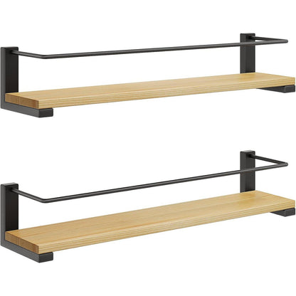 Gewürzregal Küche Wandmontage Kiefernholz 2er Set 40x9cm